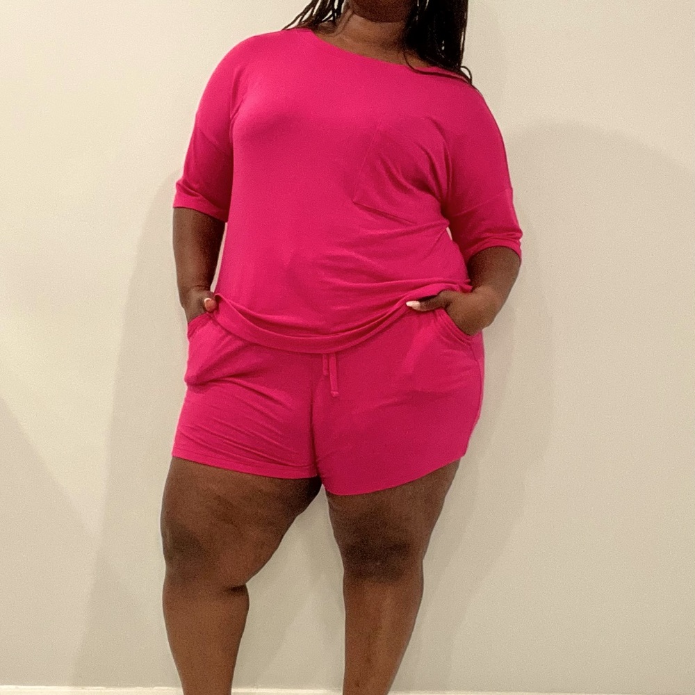 Rosabella Solid 2 Piece Curvy Plus Short Set